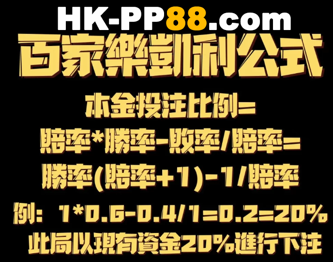 百家樂善用凱利注碼法預測走勢 100%可以提升勝率和長期收益